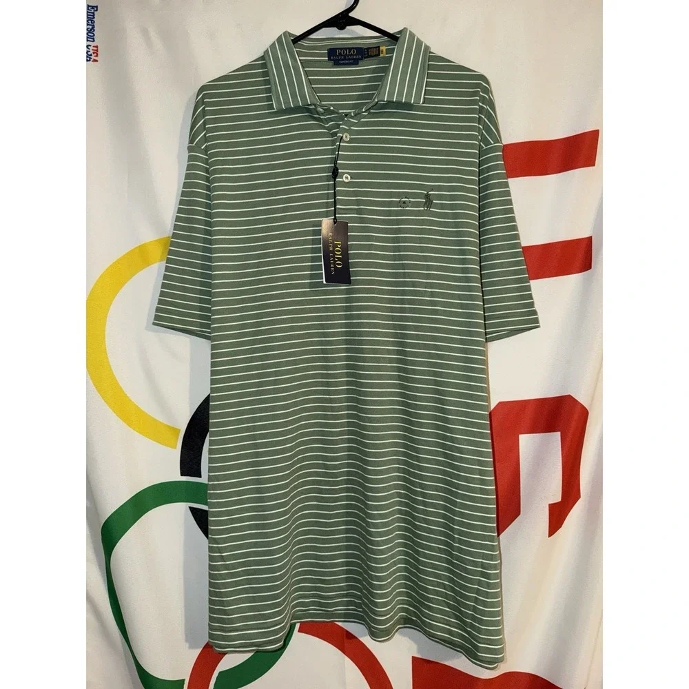 NWT Polo Ralph Lauren Classic Fit Shirt Mens XL Cotton $115 MSRP Green Striped